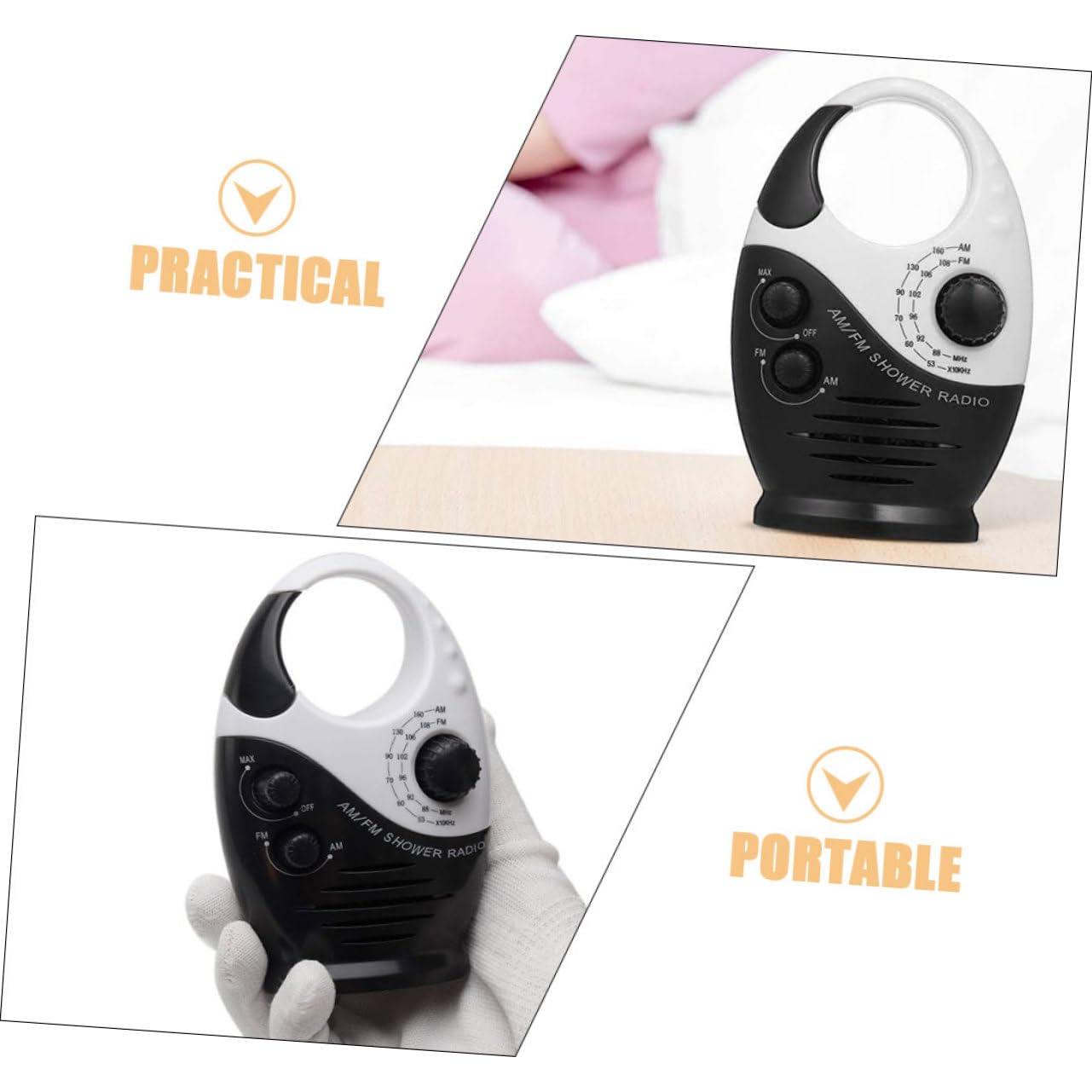 Radio Portátil para Ducha Resistente Al Agua Reproductor De Música para Baño con Altavoces y Soporte Am FM para Emergencias Exteriores