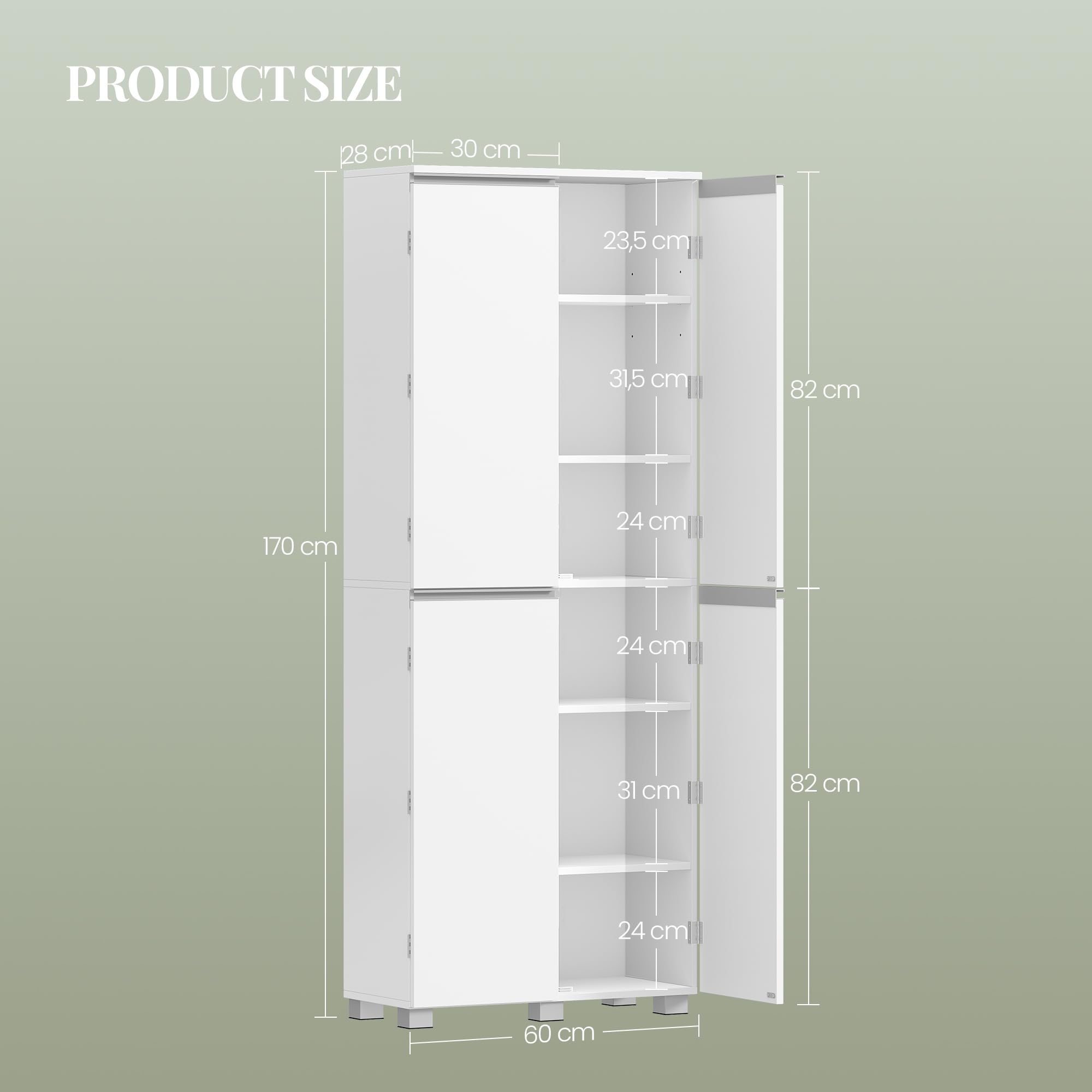 HEXCELEN Armoire de Salle de Bain, Meuble de Rangement avec 4 Portes Blanc