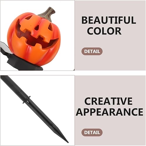 Miniatura 5 de Luz solar de calabaza de Halloween, lámpara decorativa de resina para jardín, lámpara de resina para exteriores, lámparas solares impermeables para