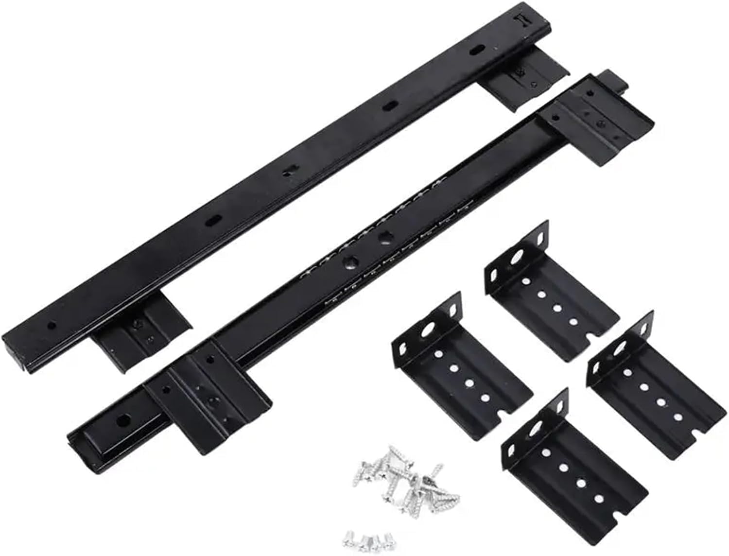 Esese Black Drawer Slides Rails Track Guide Glides Runners,1 Pair Desk Keyboard Rail Tray Slide Adjustable Steel Side Mount Suites Underdesk Computer For File Cabinet(Black)