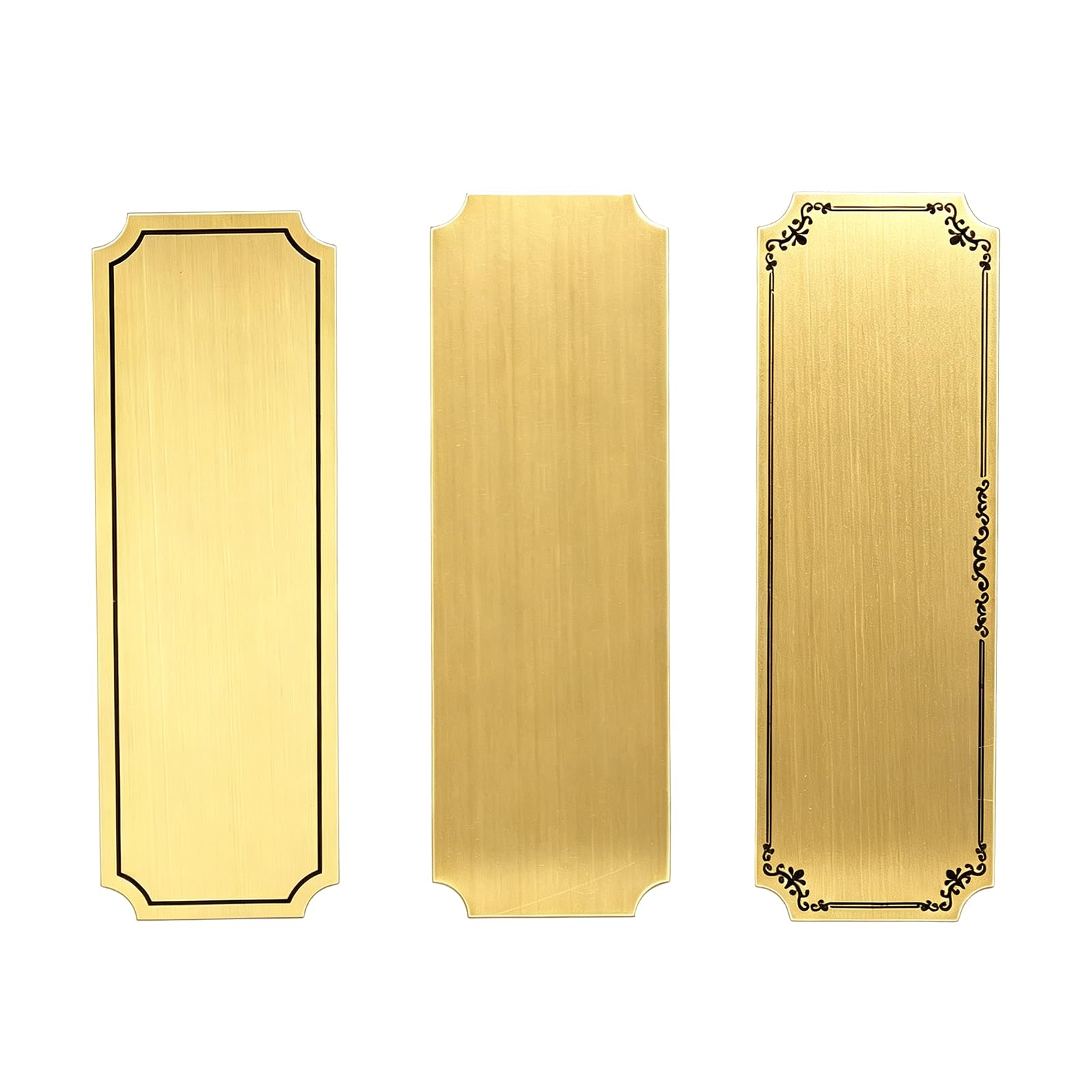 Plaques Nominatives Vierges en Laiton, 30Pcs 3"x1" Plaques Nominatives en Laiton Brossé Carte D’Or Marquage Laser Personnalisé Logo Étiquette Métal Tag, pour Œuvres D’Art, Cadeaux (adhésif arrière)