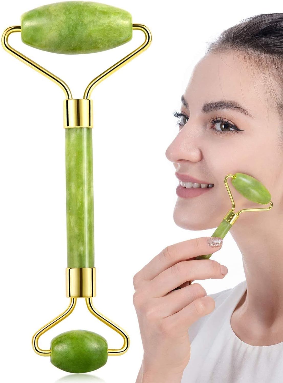 EAONE 4 in 1 Gua Sha Facial Tools, Jade Roller Face Roller Skin Care Tools Massage Roller Eye Treatment Beauty Products for Face, Eye, Neck Body Muscle Relaxing Relieve Wrinkles