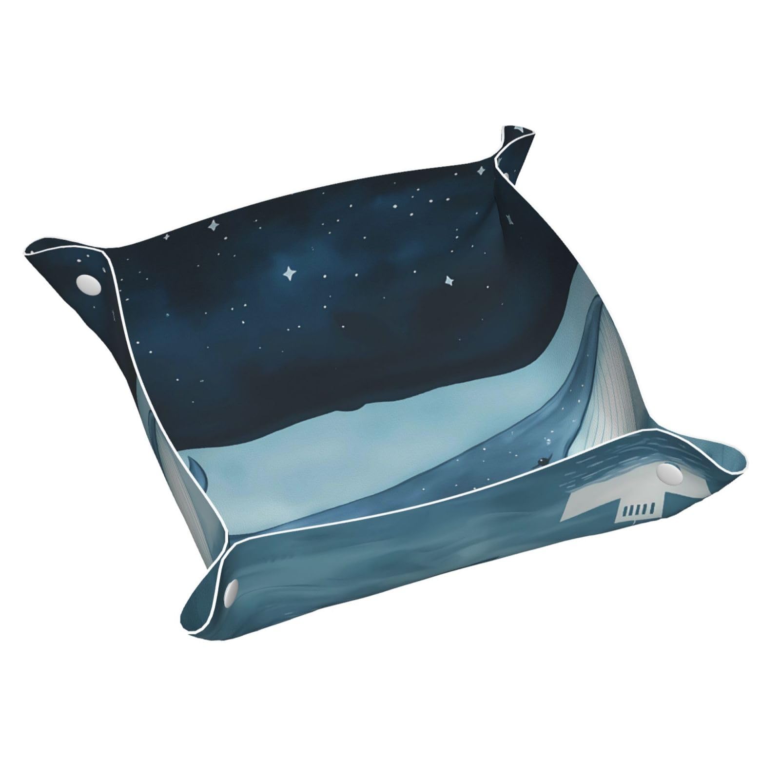 HLBSDM Cute Paper Boat and Whale Sharing Waters Tray Men's Leather Valet Parking Portable Entrance Trays Bedside Storage Box