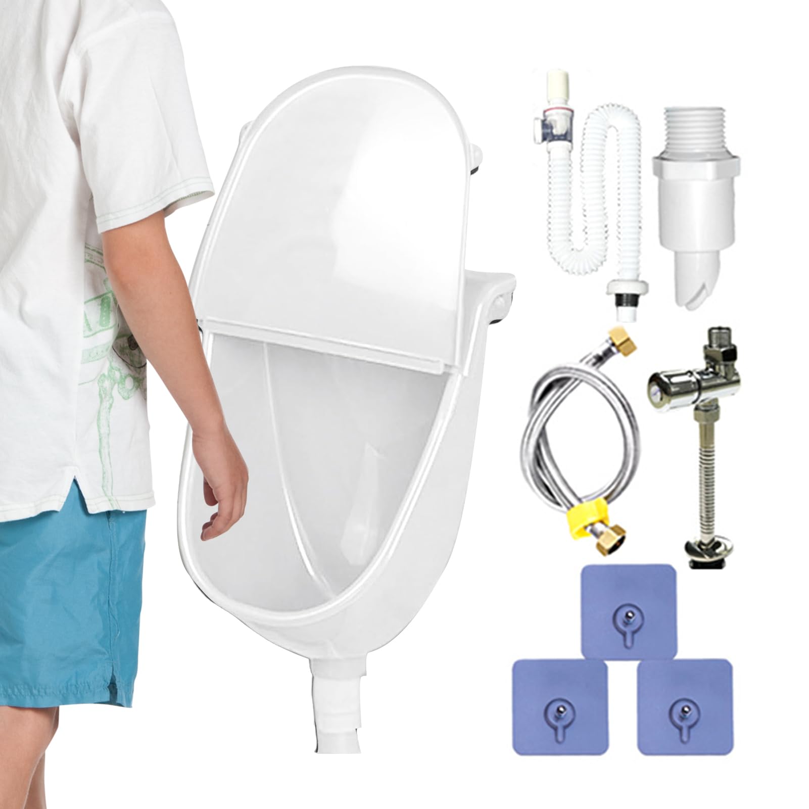 Urinal à montage mural avec couvercle, urinoir de salle de bain avec couverture, étanche, toilette réglable avec tuyau pour dortoir, camping, garage, arrière-cour, maison
