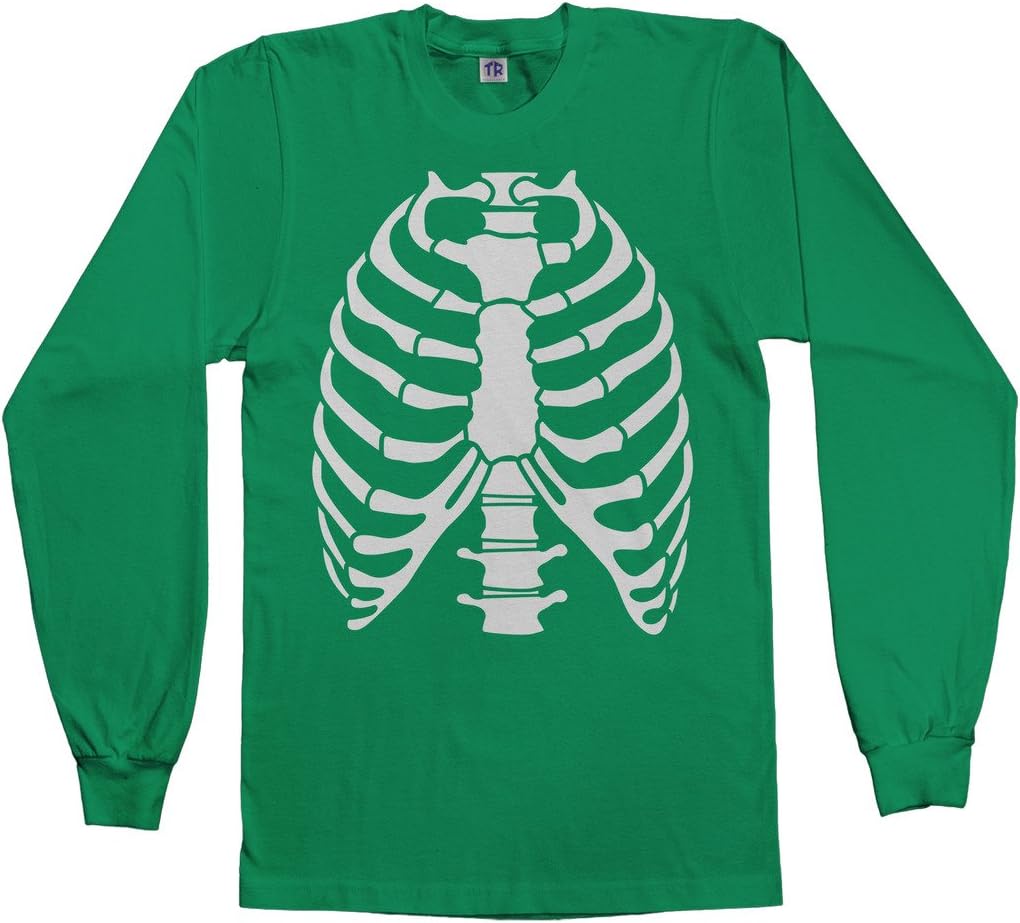 Threadrock Men's Skeleton Rib Cage Halloween Costume Long Sleeve T-Shirt