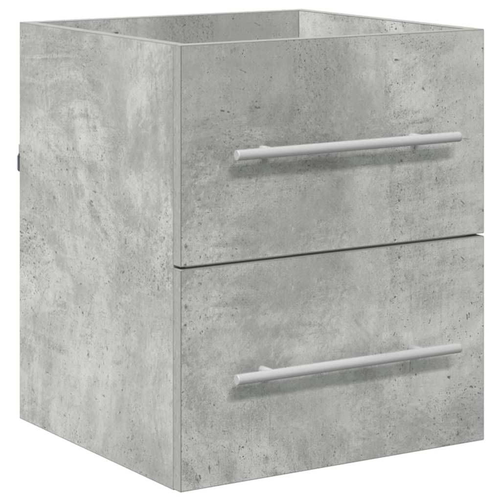 Meuble de salle de bain flottant en matériau dérivé du bois - Gris béton - 41 x 38,5 x 48 cm - Avec tiroir - Meuble de salle de bain - Design moderne