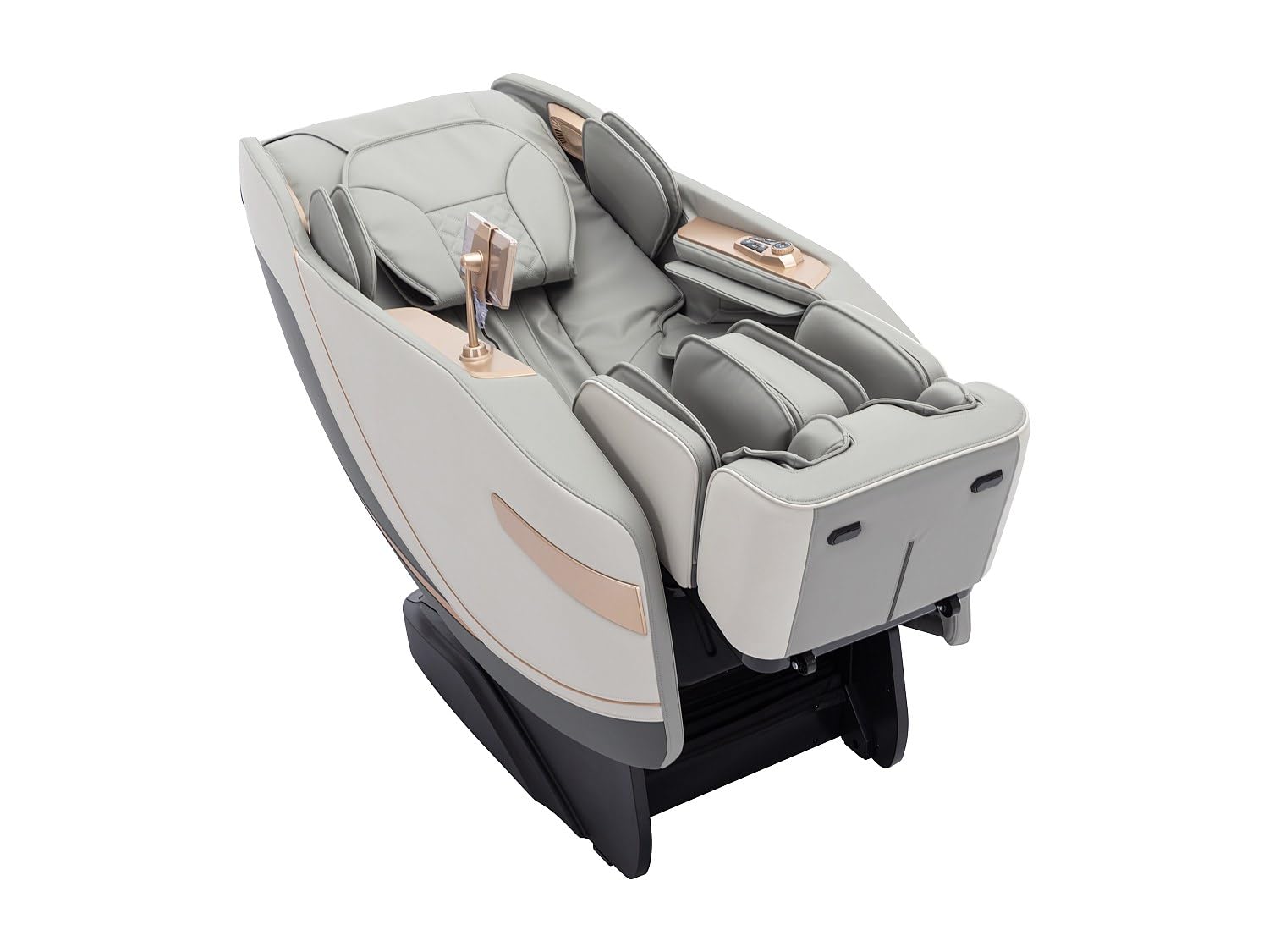 Vente-unique - Sillón de Masaje de Piel sintética - Sistema de Gravedad Cero - Gris - MOWATA