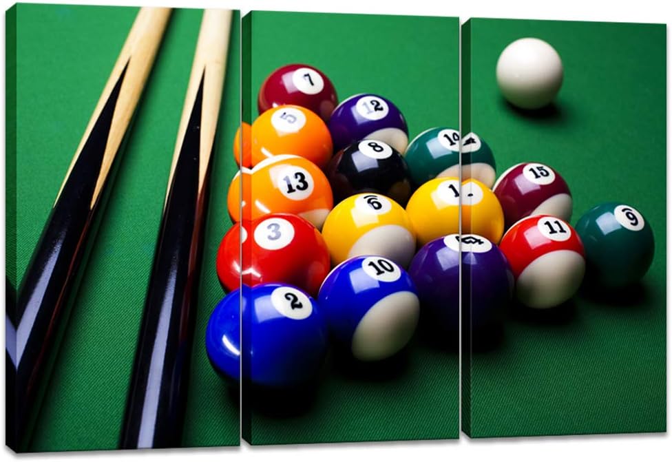 Innopics Billiard Wall Art Snooker Canvas Painting Pool Table Decoration for Club Office Living Room Bedroom 48" W x 32" H x 3PCS