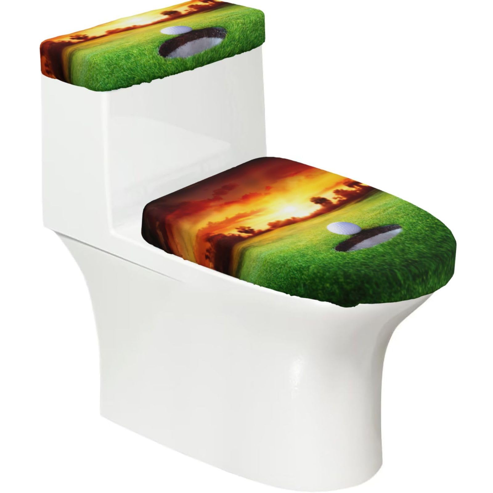 Sport Golf Ball Sunset Tree Print Toilet Seat Lid And Tank Covers Universal Fit Smooth Seat Cushion Easy To Clean For Home Hotel