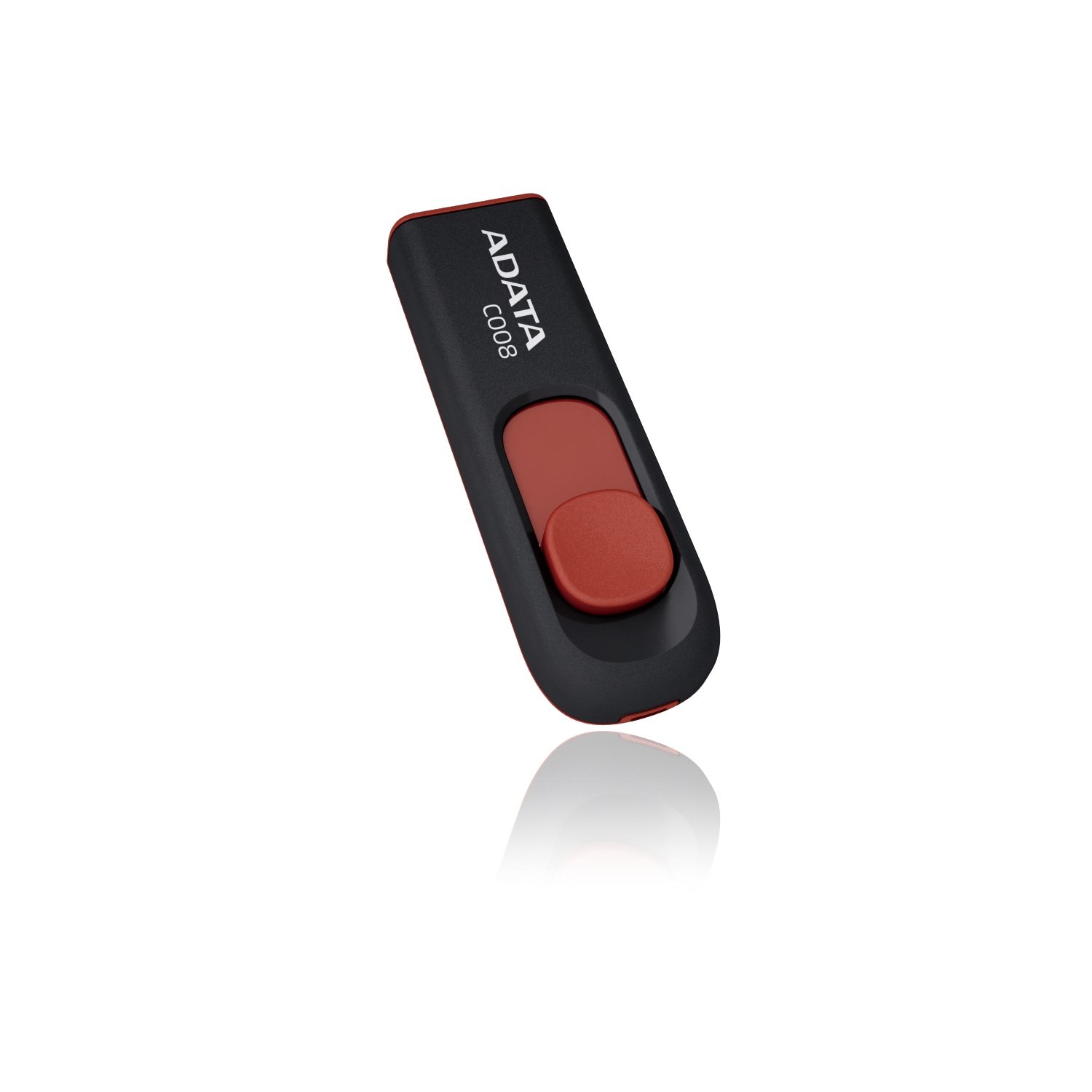 ADATA C008 4GB USB 2.0 Retractable Capless Flash Drive, Black/Red (AC008-4G-RKD)