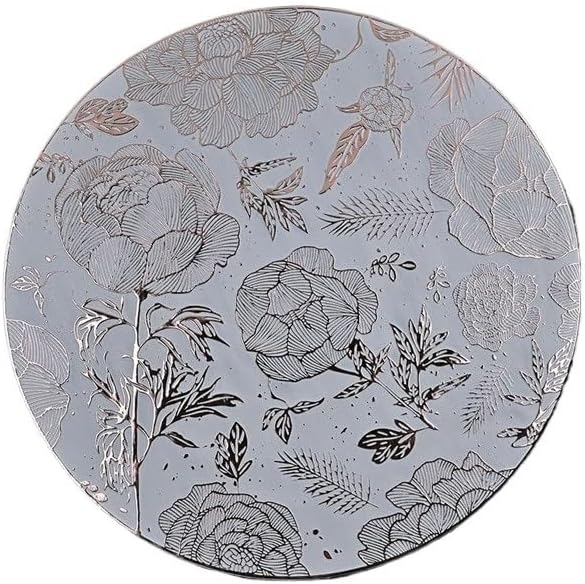 Gold Stamping Placemat Heat Insulation Table Mat Waterproof Oil Round Flower Western Placemat(D)