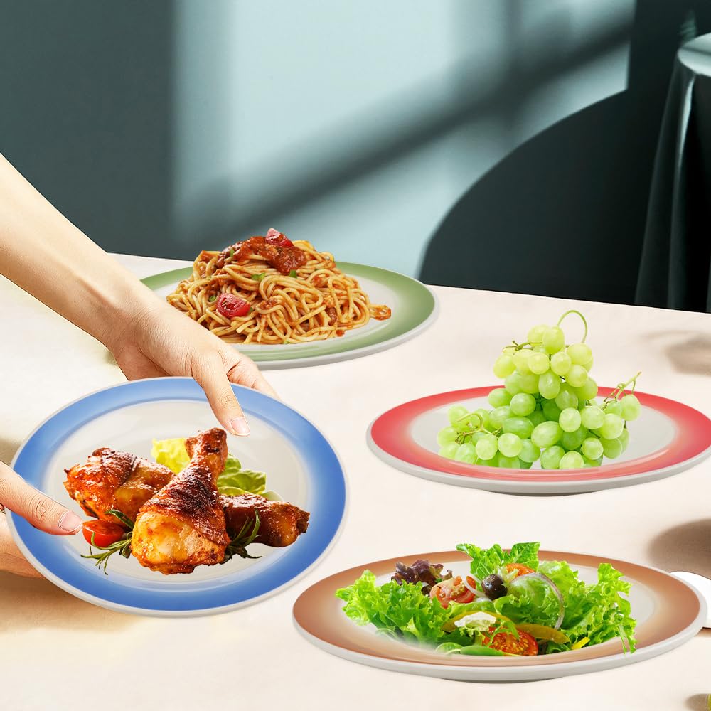 Doafoce 4 Stück Pastateller Suppenteller aus Kunststoff Modern Teller Set Wiederverwendbar 17,7cm Spaghetti Teller für Nudeln Salate Steaks Küche, Haushalt & Wohnen