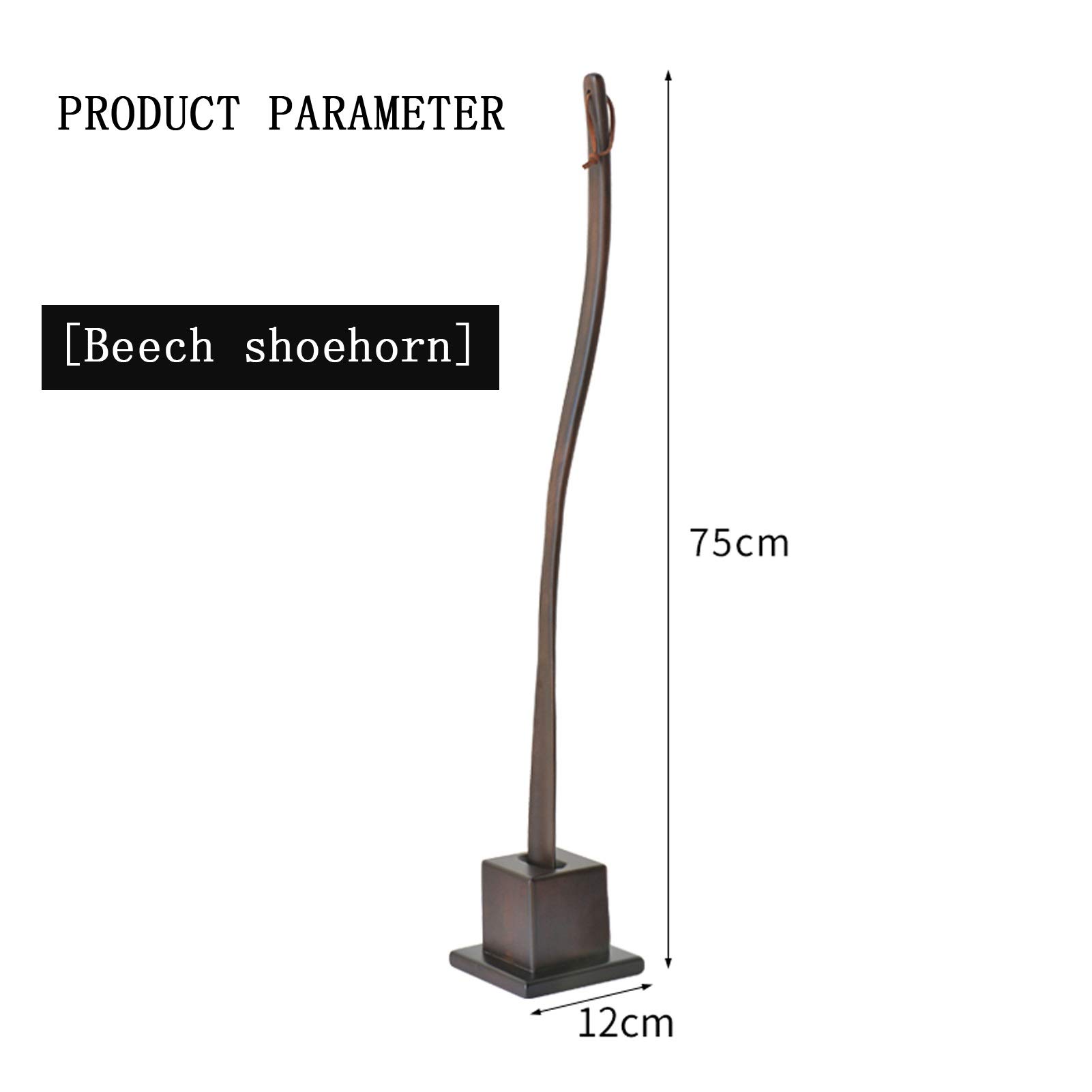 Schuhlöffel aus Buchenholz mit langem Griff, handgefertigt, selbststehend, superlanger Schuhheber (Farbe: Braun, Größe: 75 x 12 cm) (Braun 75 x 12 cm) (Braun 75 x 12 cm)