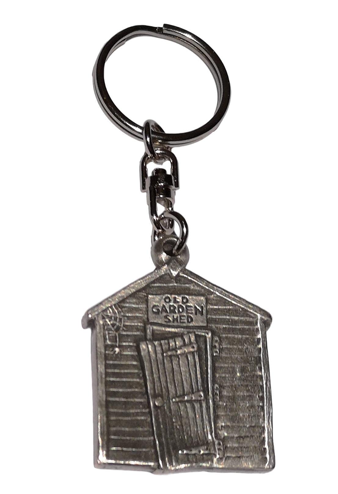 DH Pewter Old Garden Shed Keyring in Gift Pouch