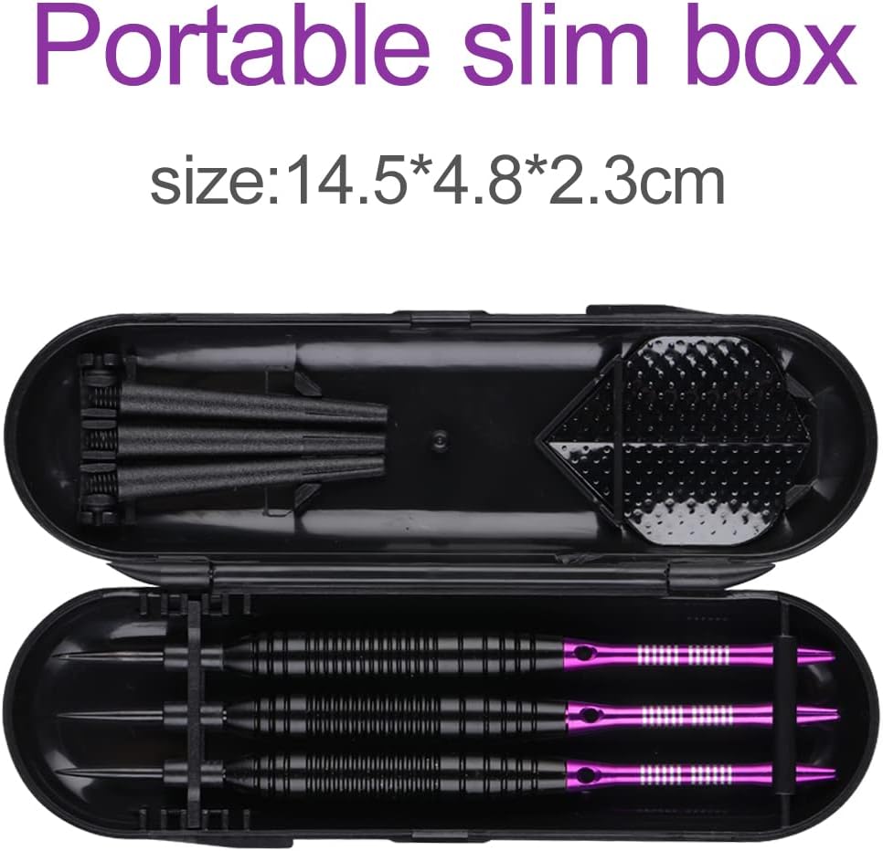 Darts Metal Tip Set - 3 Pack Professional 22 Grams Steel Tip Darts with Slim Case Black Purple Blue Aluminum Shafts 9 Flights 50 Rubber O'Rings 1 Dart Sharpener 12 Spring Rings