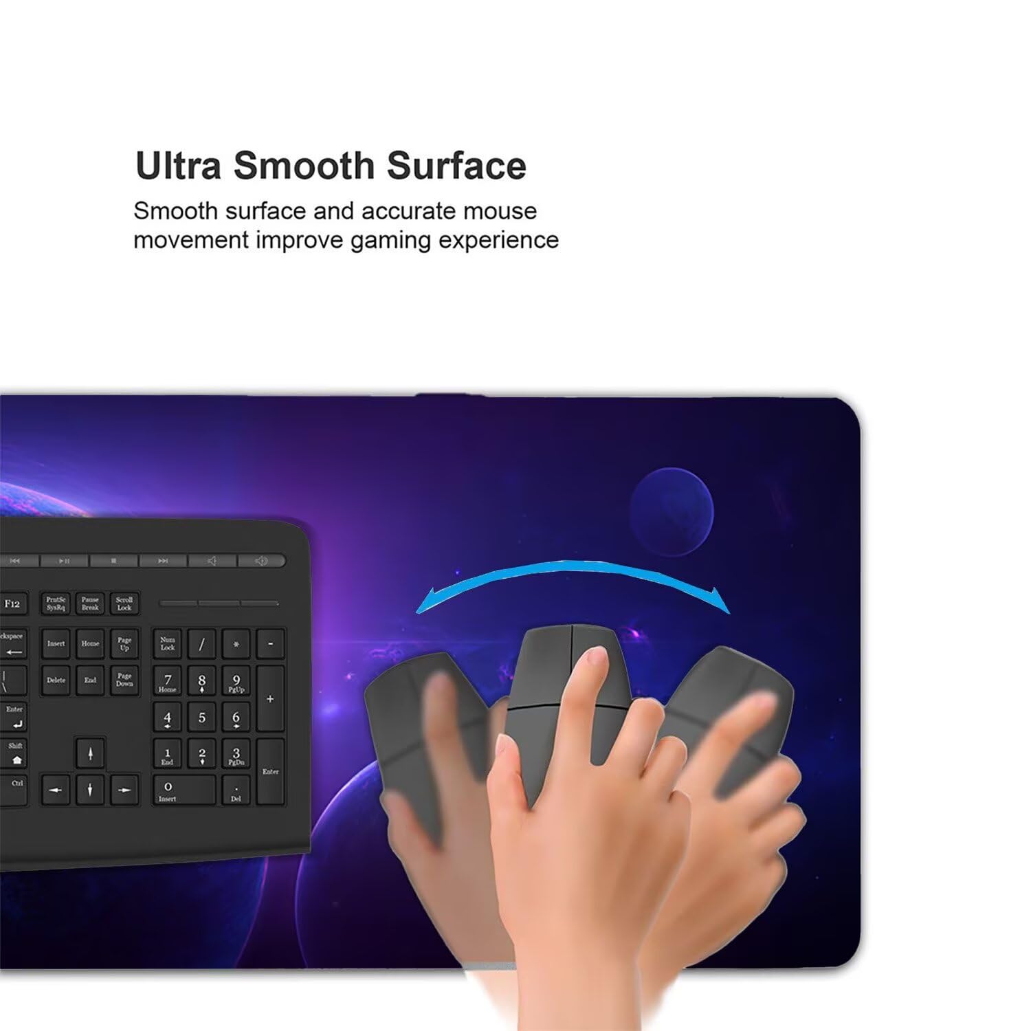 Podkładka pod mysz do gier XXL Mousepad 1000 x 500 mm, duża podkładka pod biurko z antypoślizgową gumową podstawą dla graczy, poprawia precyzję i szybkość (kosmiczna planeta) X-965