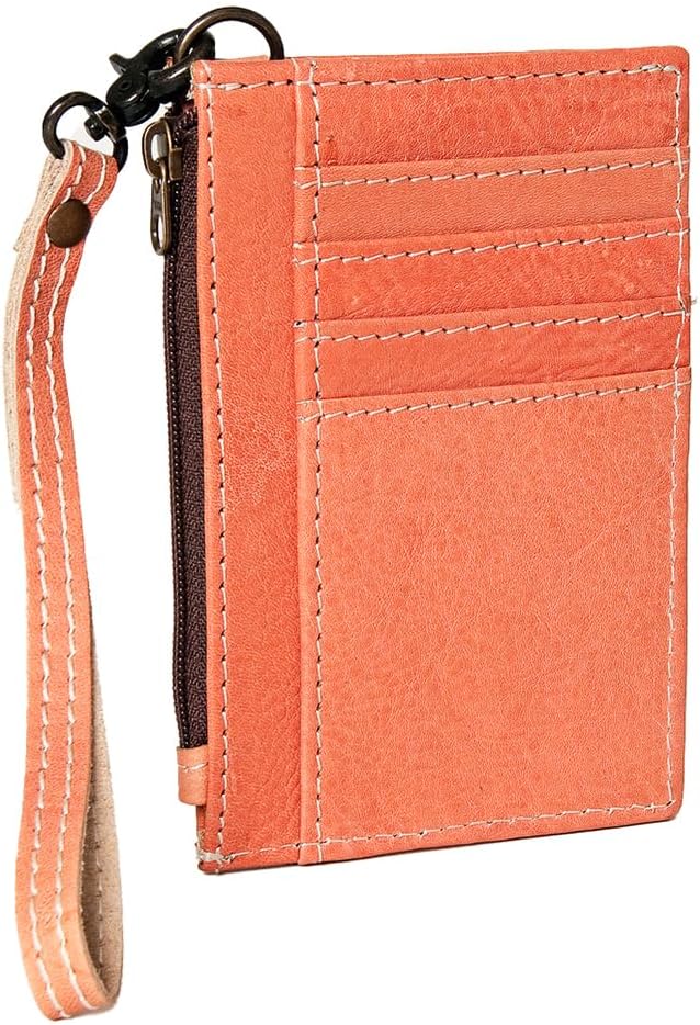 American Darling Pink Card-Holder, Genuine Full Grain Vegetable Tanned Leather, Slim Western Minimalist Wallet