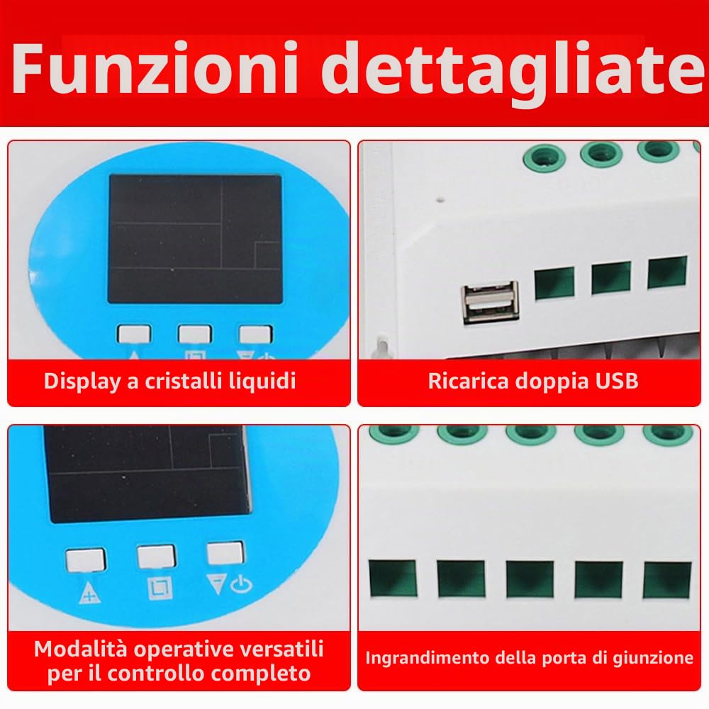 Regolatore di carica solare MPPT 150A 12V 24V 36V 48V Display LCD Regolatore intelligente della batteria con doppia uscita USB per batteria al /litio
