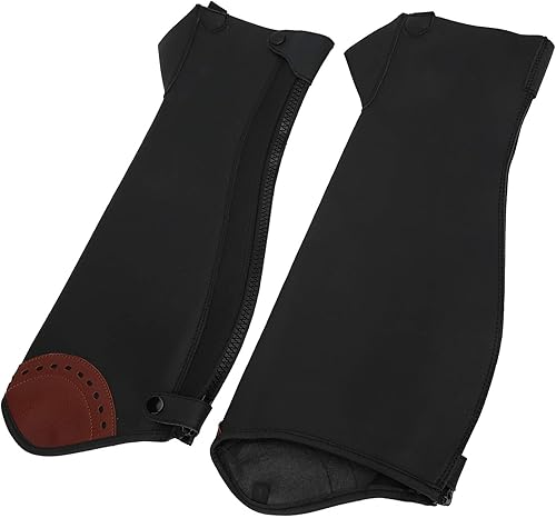 Miniatura 5 de Polaina para montar a caballo, 2 piezas de cuero para montar a caballo, medias ranuras de equitación, protector de pierna para adultos (L)