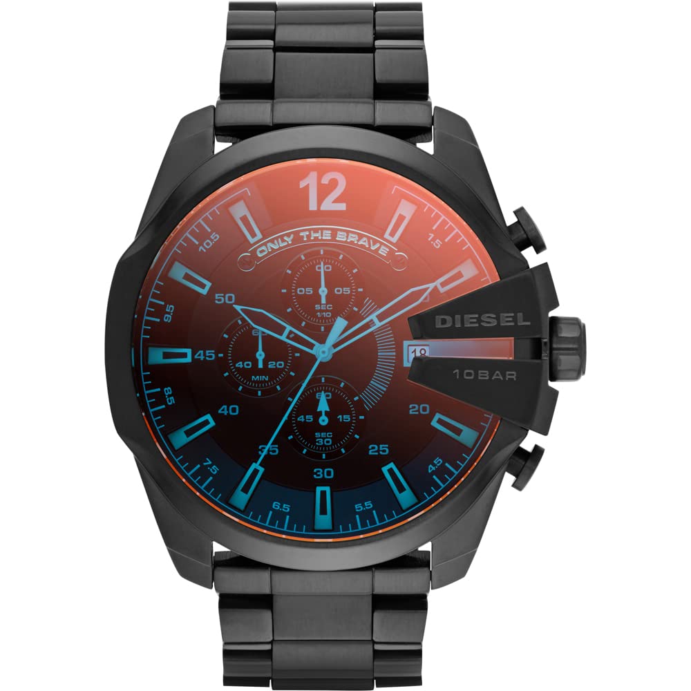 Diesel Reloj Mega Chief para Hombre, Movimiento cronógrafo, Caja de Acero Inoxidable de 51 mm con Pulsera de Acero Inoxidable, DZ4329 & Reloj para Hombre Mega Chief, Movimiento cronógrafo, DZ4318