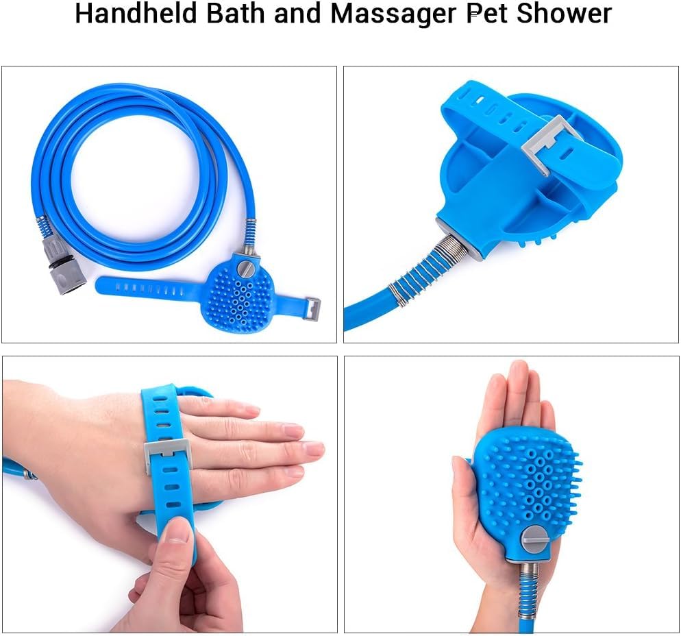 PET FUN® Premium Pet Bath Gift Pack – Handheld Dog Shower Sprayer & Silicone Massager for Dogs & Cats | Extendable Hose for Indoor/Outdoor Use | Easy Cleaning & Grooming Set for Pets 4