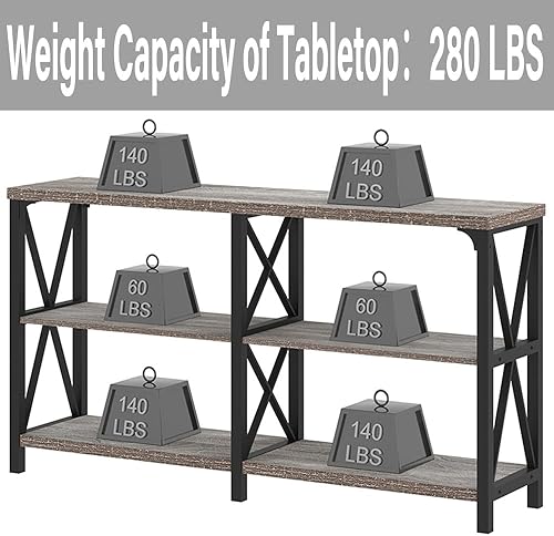 Miniatura 6 de LVB Mesa de sofá rústica, mesa consola de granja para sala de estar, mesa de entrada de pasillo con almacenamiento, mesa de entrada para vestíbulo,