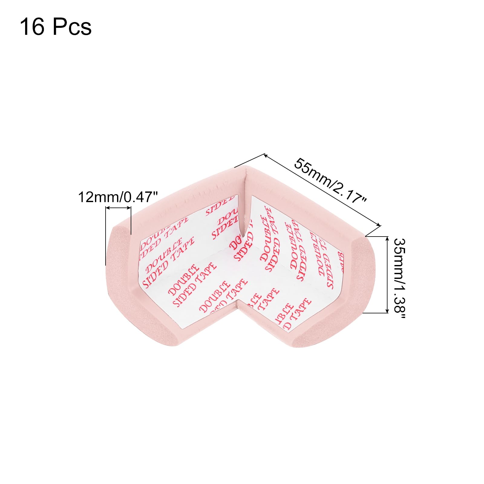 MECCANIXITY 16 Pack Soft Corner Protector, Rubber Foam Furniture Proofing Corner Guards Edge for Fireplace Table Stair, Pink