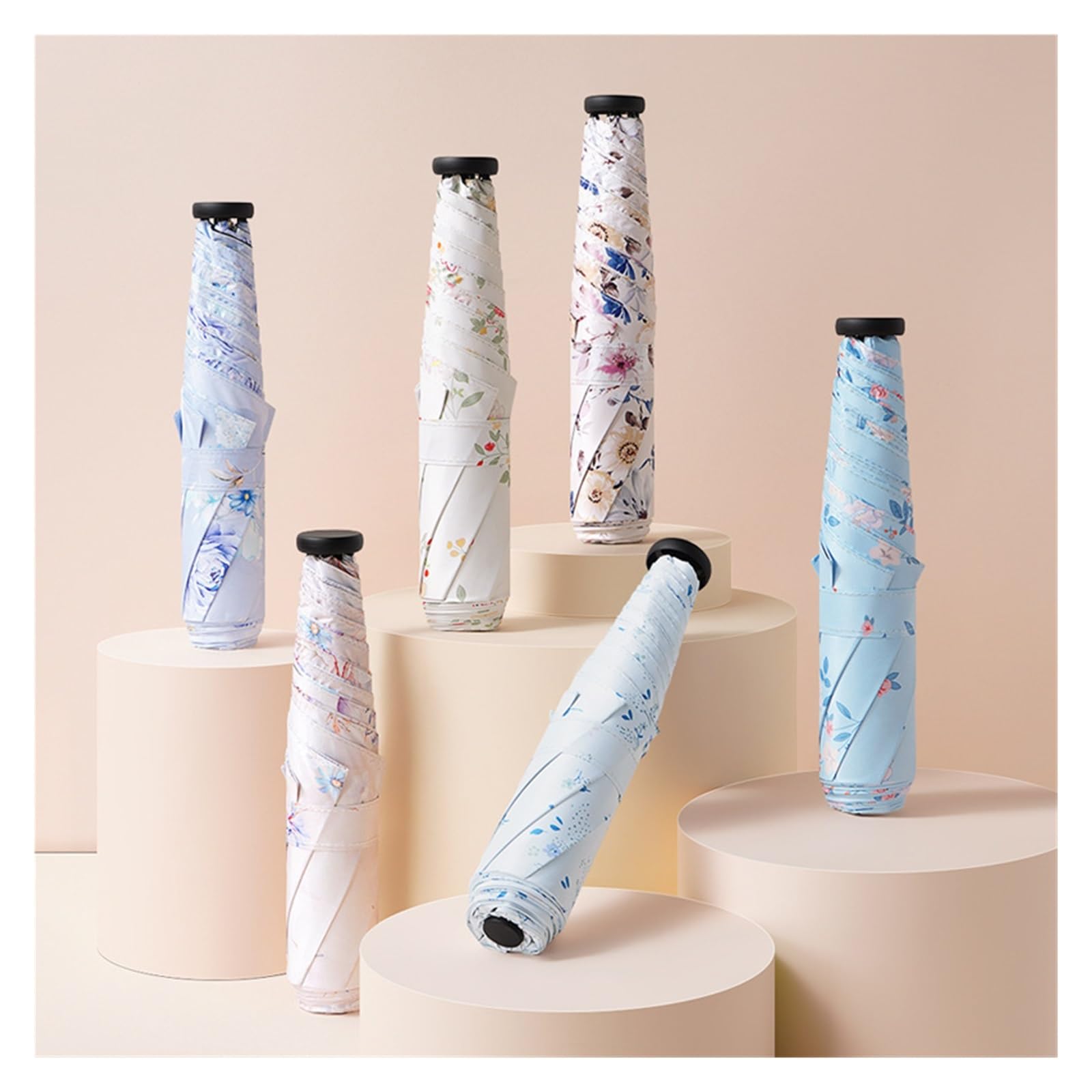 RENEESME Umbrellas for Rain Light Umbrella, Small Portable Umbrella, Rain Or Shine Travel Portable Umbrella Strong Umbrella for Wind and Rain(Color:D)