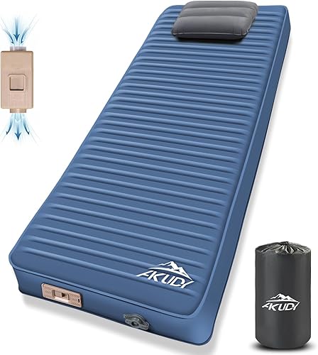 Miniatura 1 de Colchoneta de dormir autoinflable con bomba eléctrica, almohadilla de campamento de espuma viscoelástica ultra gruesa de 4 pulgadas con almohada,