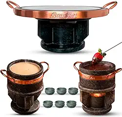 Bras' Art, Fondue 37cm + 2 Fondue 500ml pedra sabão + 6 Tigelas de molho