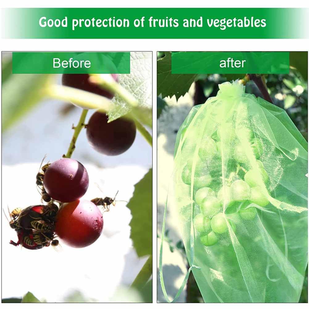 Sacchetti di protezione per uva, 30 x 40 cm, per frutta, con cordino, in organza, con cordino, da giardino, a rete, per frutta, da giardino, a rete