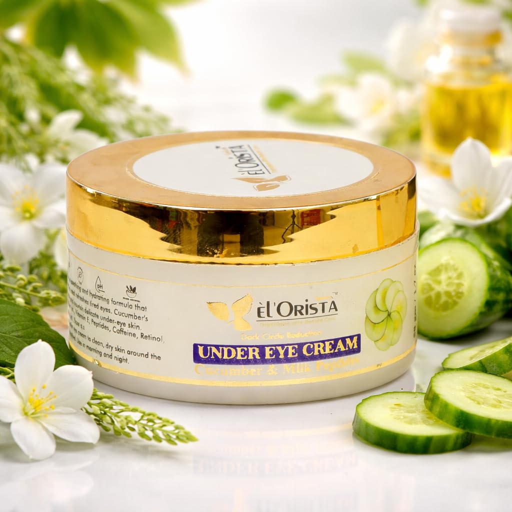 eL'Orista Under Eye Cream With Cucumber & Milk Peptides, 50g, 100% Organic Certified, Paraben & Chemical Free, Made By Spanish Formulation-image-5
