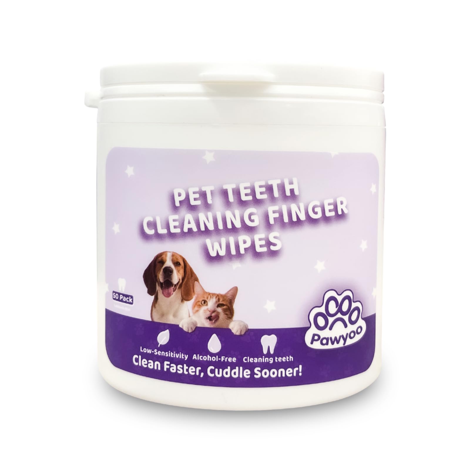 Cats Dogs Dental Care Finger Wipes - 50 PCS Tooth Brushing Kit Dental Wipes for Cats - Teeth Cleaning Finger Wipes for Dog & Cats - Reduces Dental Debris & Freshens Breath (CY_TeethWipes)