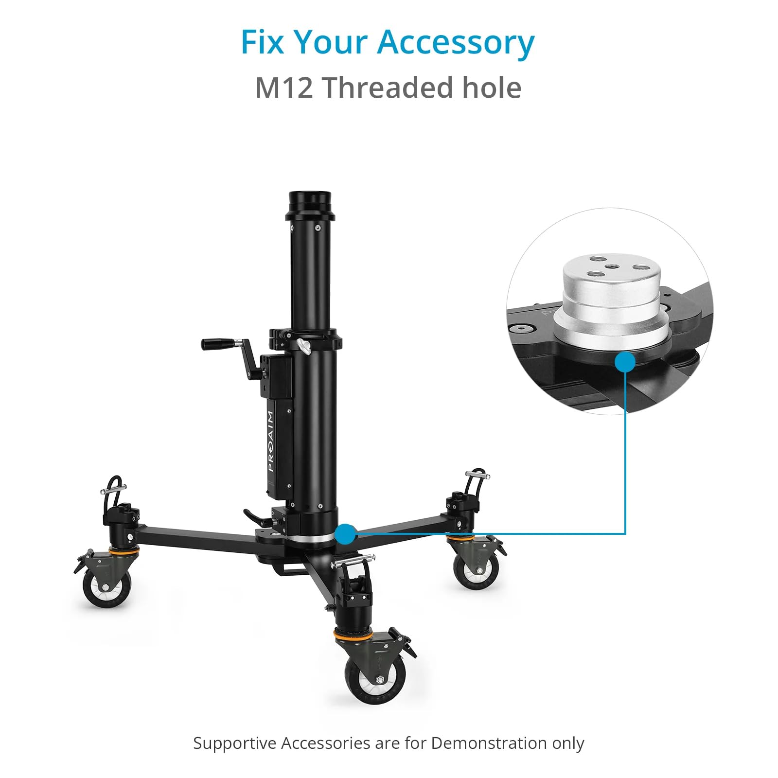 PROAIM Euro/Elemac Piastra di montaggio adattatrice standard industriale per dolly cinematografici, bazooka con base Euro, rigs telecamere, gru a bandiera. Carico utile fino a 200kg/440lb (EM-259-00)