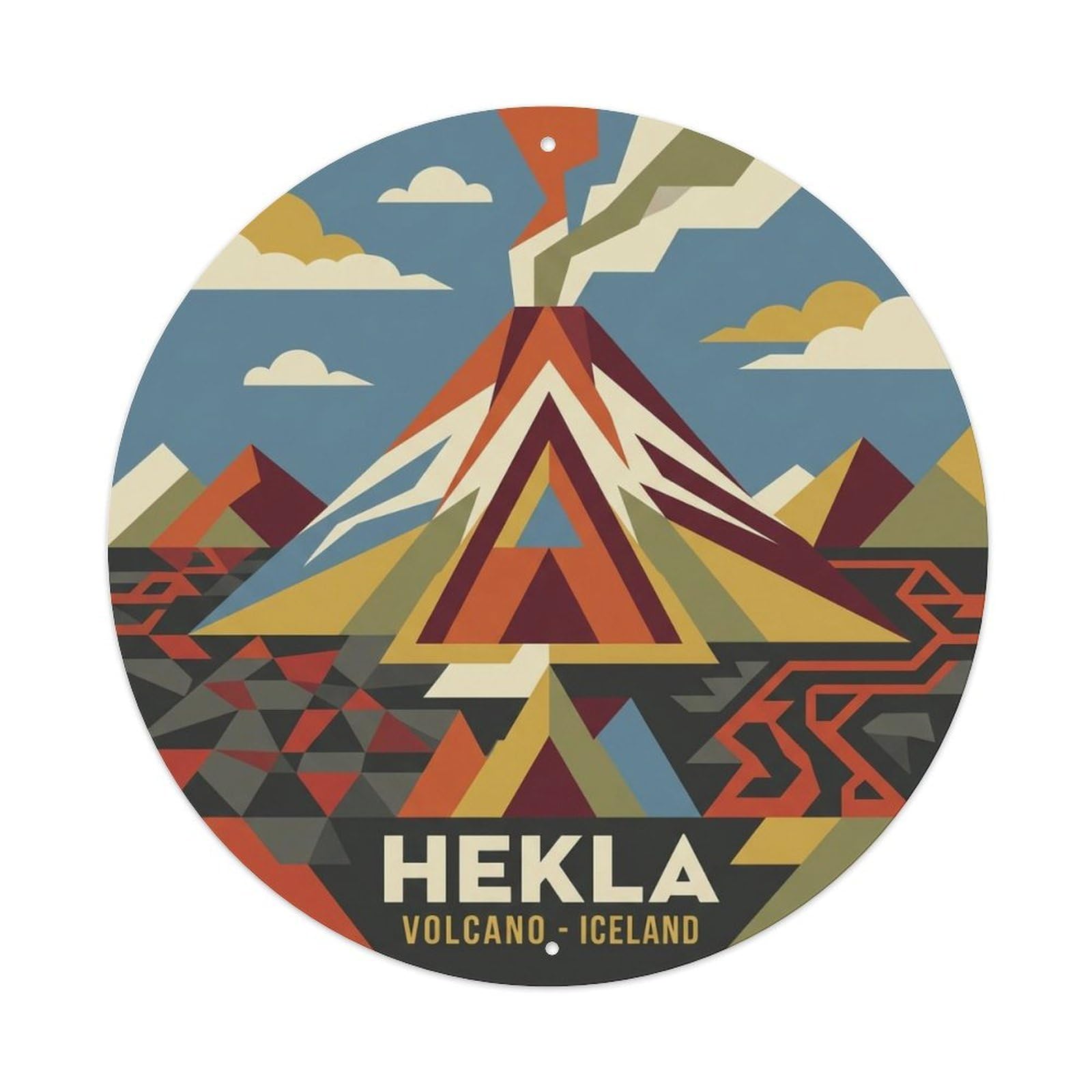 Fqnyr Style Metal Tin Sign Vintage Travel Hekla Iceland Cone