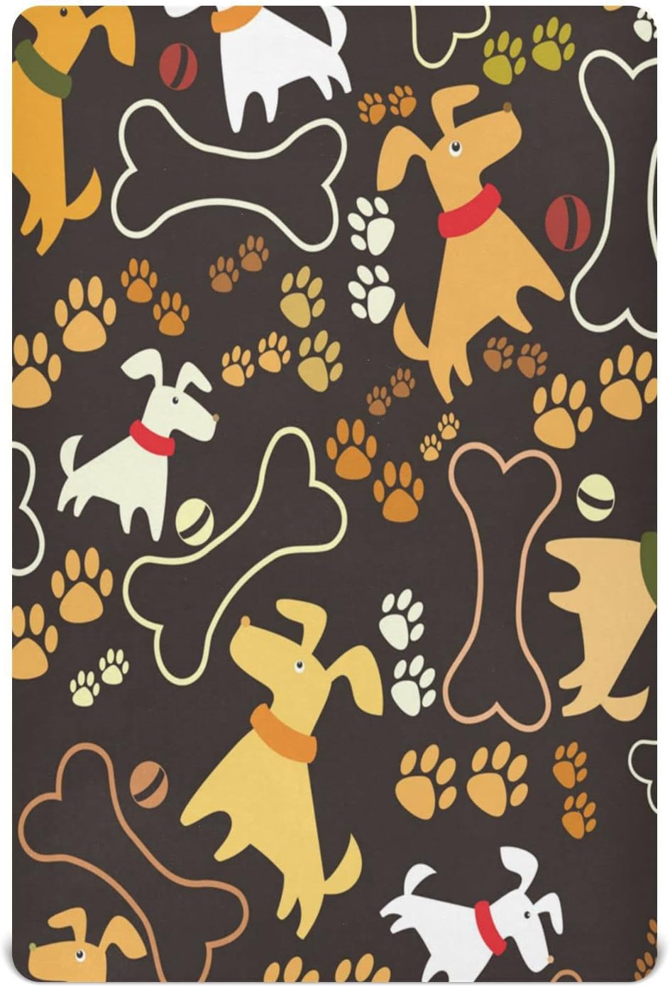 ATTX Fitted Crib Sheet Cute Cartoon Dog Paw Bone Baby Sheets for Standard Crib Toddler Mattress Cover, Soft Microfiber Breathable Mattress Cover,28" x 52" x 9"