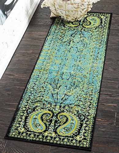 Image of Unique Loom Imperial Collection Modern Traditional Vintage Distressed Aquamarine Runner Rug (2' 0 x 6' 0)
