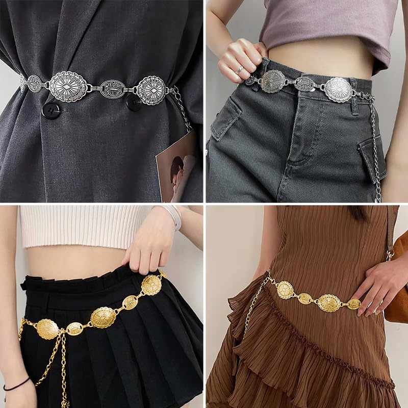Western Metal Belt for Women - Cowgirl Chain Decorative Belt with Adjustable Buckle4