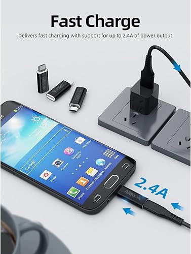 Vista 4 de ARKTEK Adaptador USB C a Micro USB, paquete de 4 conectores tipo C hembra a micro USB macho, compatible con carga y sincronización de datos, Negro