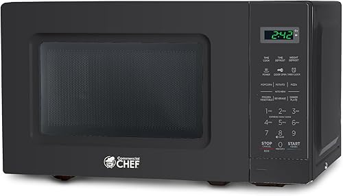 COMMERCIAL CHEF Microondas de 0.7 pies cúbicos con 10 niveles de potencia, microondas de 700 W con pantalla digital, con cerradura de puerta de