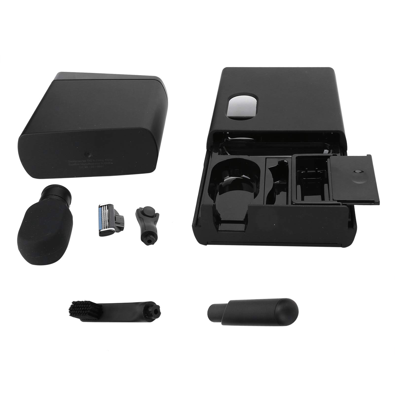 KUIDAMOS Tragbares Mundpflege-Reiseset mit Bartpflege und Rasierset für den Familiengebrauch – Umweltfreundliches ABS-Material, 11,3 X 9,7 X 4 Cm (schwarzes Rasierset)