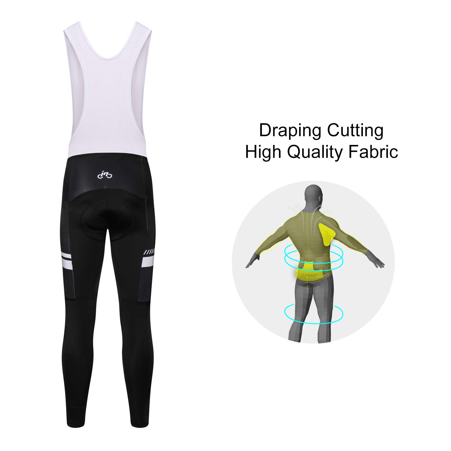 INBIKE Pantalon Cyclisme Homme VTT Bretelle Pantalon de Vélo Cycliste Respirant Rembourré 3D Gel Collant Long
