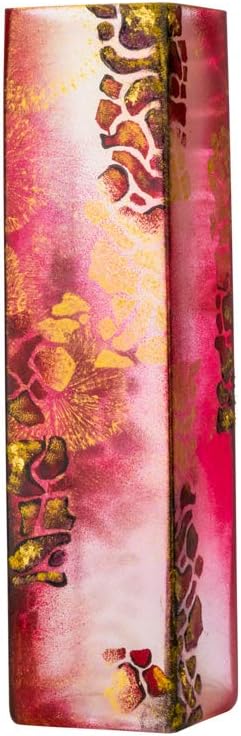 16" Decorative Vase, Abstract Bordeau Potal, European Glass with a Handmade Unique Pattern