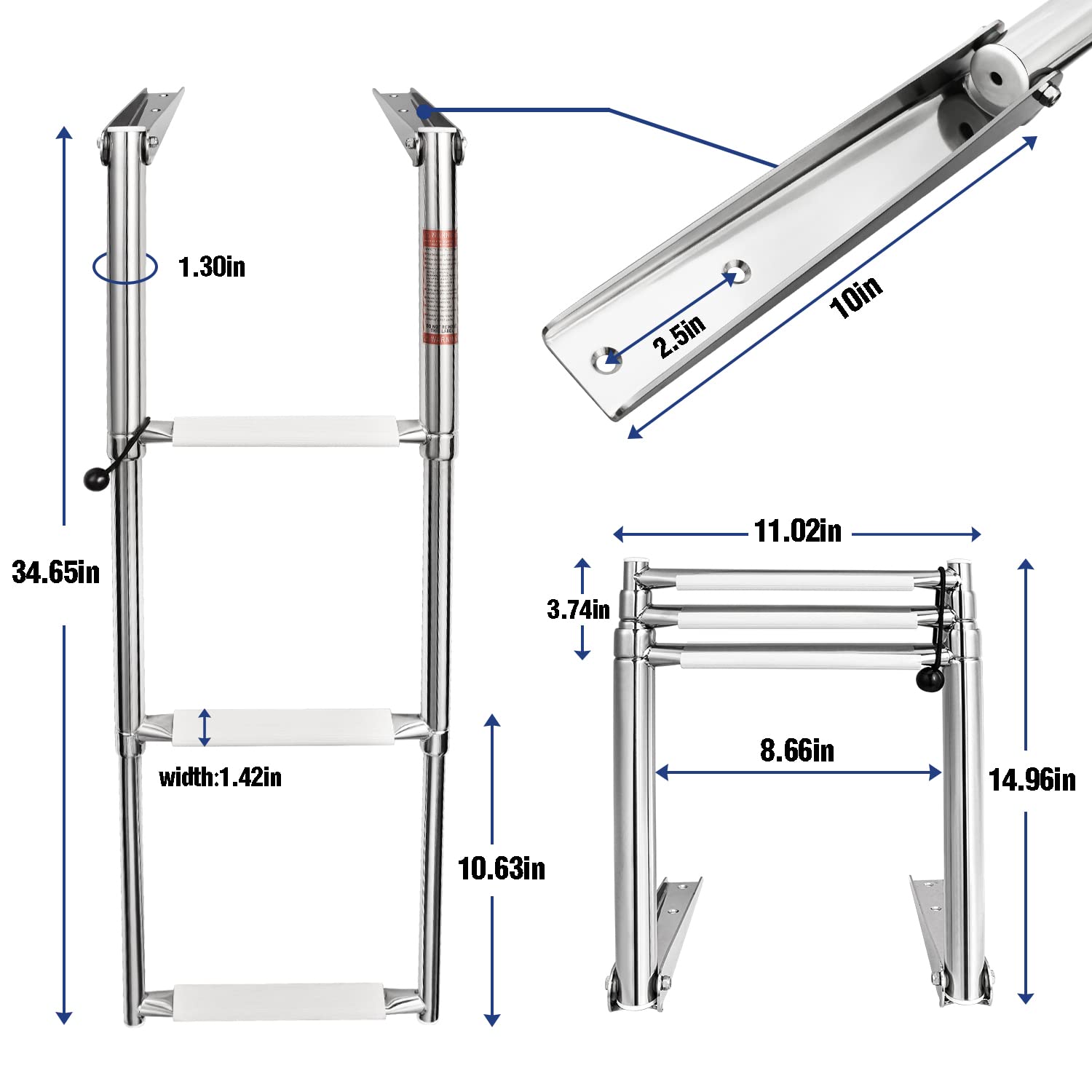 Snapklik.com : YOUNG MARINE 3 Steps Stainless Steel Drop Down ...