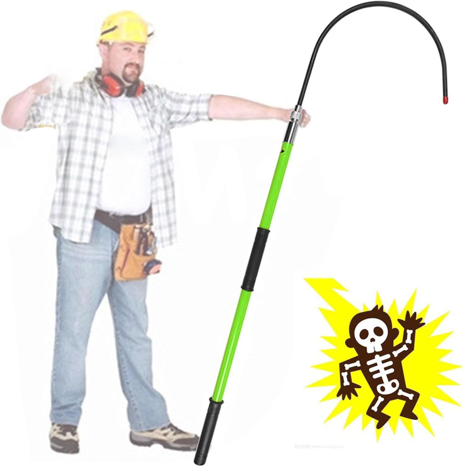Drmoxin Insulated Rescue Hook for Emergency Electrocution, Electrical Safety Rescue Pole Kit Fiberglass, Detachable Life-Saving Hook Stick for Linemen 1.5m/4.9ft