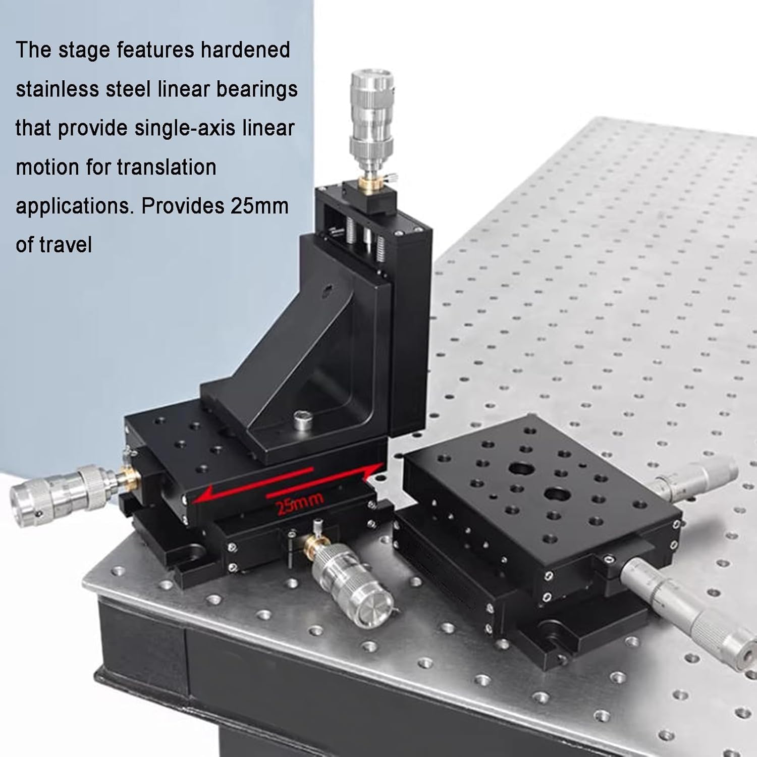 Fase lineare manuale del micrometro per il posizionamento meccanico, tavola di sintonia della piattaforma scorrevole di viaggio di 0-25mm, 101.6x76.2mm per ispezione e prova
