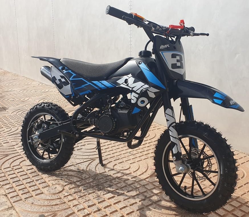 Indalchess Minimoto Gasolina 49cc niños de 3 a 9 años, Negra Azul