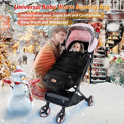 Image of LAT Baby Warm Bunting Bag Universal,Stroller Sleeping Bag Cold Weather,Waterproof Toddler Footmuff(Detachable,Black)
