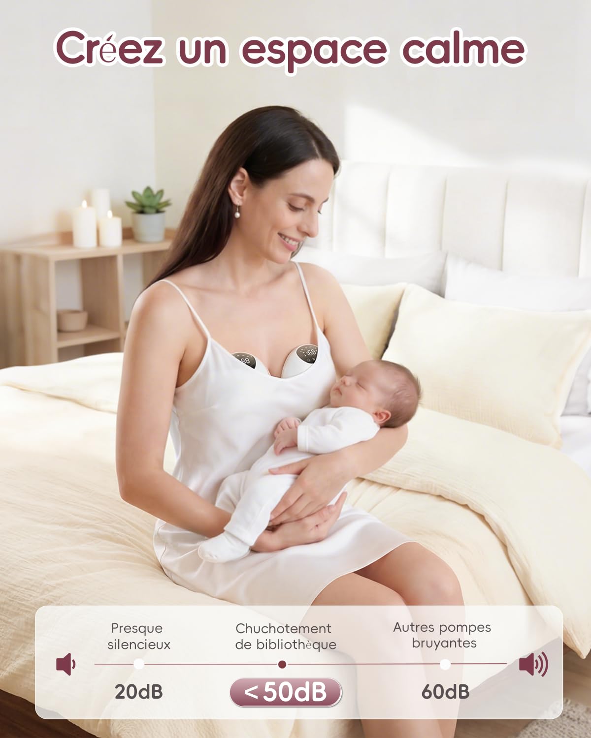 Milchpumpe Elektrisch Handsfree, 4 Modi & 9 Stufen, 380mmHg Starke Absaugung, Komfortabler, Leckageschutz, BPA-Free, Tragbare Elektrische Milchpump mit 17/19/21/24 mm Flansch(Weiß - 2 Stück)