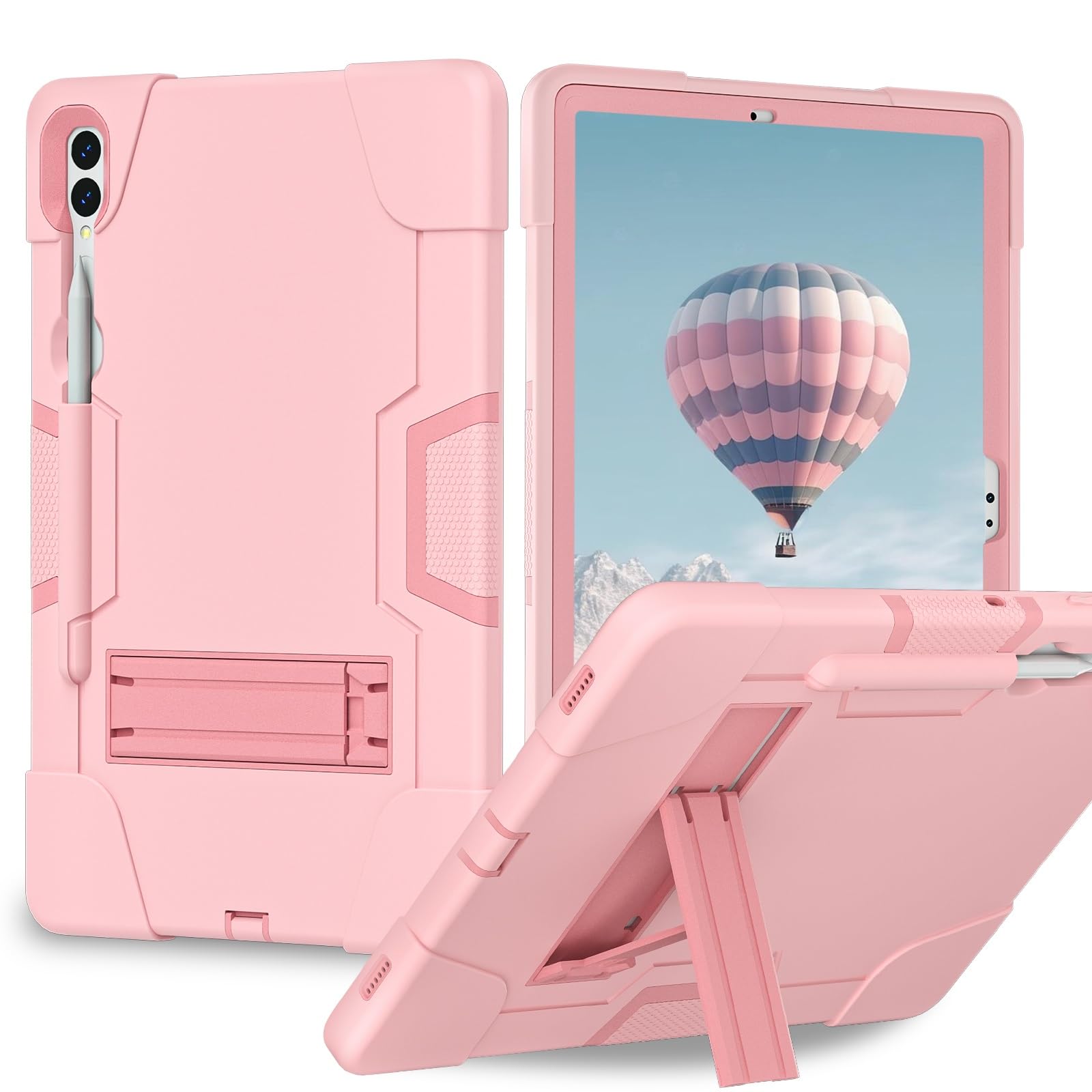 Do Samsung Galaxy Tab S9 Plus/Tab FE Plus SM-X810/X818U 31.5 cm (2023) etui silikonowe do tabletu z podpórką, wytrzymałe, odporne na wstrząsy, wytrzymałe etui ochronne (różowe złoto)